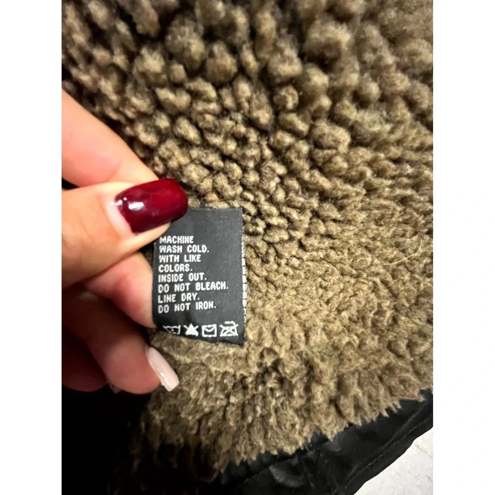 Hawke & Co Outfitter Faux Leather Jacket Youth 14/16 Brown Sherpa Lined Full Zip